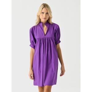 Never A Wallflower High Neck Dress Purple Windowpane Cotton Mini